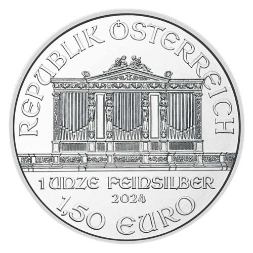 Moneda de PLATA pura 1 onza FILARMÓNICA de Viena 2024 - Imagen 2