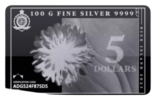 Lingote de plata pura 9999 100gr Niue 2023