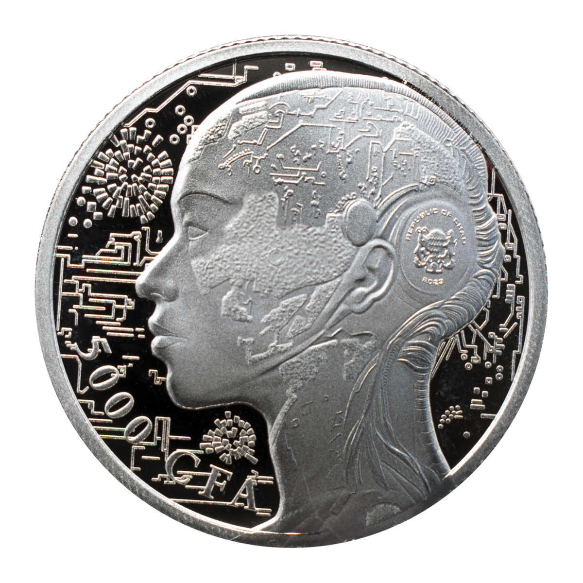 Moneda de PLATA pura 1 onza AI de Chad 2023