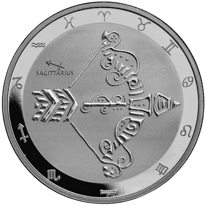Moneda de PLATA pura 1 onza SAGITARIO serie ZODIAC