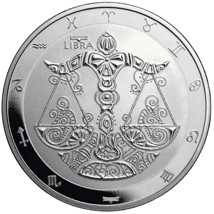 Moneda de PLATA pura 1 onza LIBRA serie ZODIAC