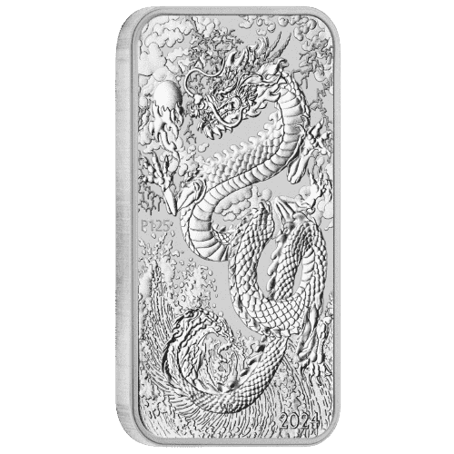 Moneda RECTANGULAR de PLATA pura 1 onza DRAGÓN de Australia 2024 - Imagen 3