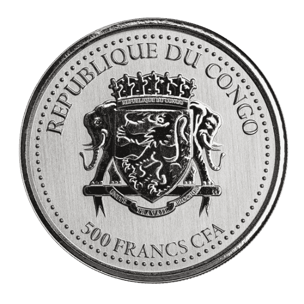 Moneda de PLATA pura 1 onza GORILA espalda plateada 2022 - Imagen 2